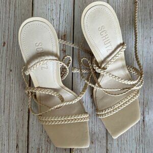 Jada Braided Leather Sandal, Eggshell - 8.5 W